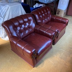 【ヴィンテージ】高級 応接ソファ/シングルソファ（2脚セット）