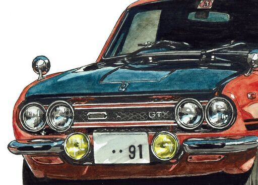 送料無料 百貨店 限定版画 いすゞべレットGT NC-127 直筆サイン有 平 作家 額装済 版画