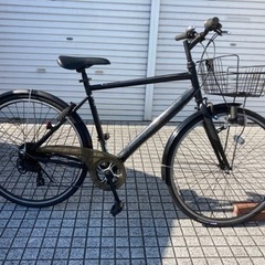 【オフィスプレス】シティサイクル 7段変速 前カゴ付き クロスバイク】オフィスプレス 黒 前カゴ、泥除け、7段変速付 前後