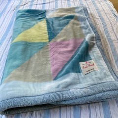 【美品】西川のミンクタッチ毛布（水色）