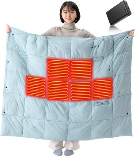 電気毛布 大容量16000mAhモバイルバッテリー付き 電気毛布掛け用 USB給電 電気毛布敷き用 速暖6枚ヒーター付き