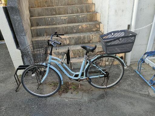 錆びついた自転車＋サーフボードキャリア＋カゴ