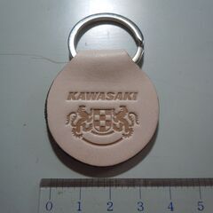 Kawasaki　向かい獅子　ヌメ革ハンドメイドキーホルダー