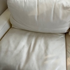 ソファ本体・革張りワイドアーム・２．５Ｓ・フェザークッション二層式・ポケット／白幅１９０×奥行８８．５×高さ７９．５ｃｍ