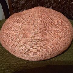 オレンジピンクベレー帽