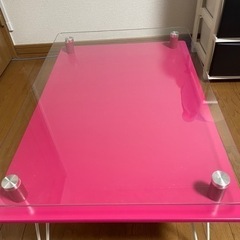 ガラステーブル　ピンク