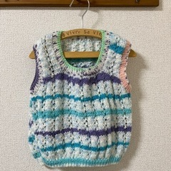 手編み子供ニットベスト⭐︎ブルー系