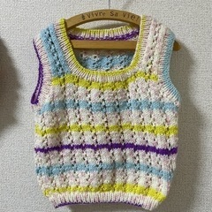 手編み子供ニットベスト⭐︎カラフル
