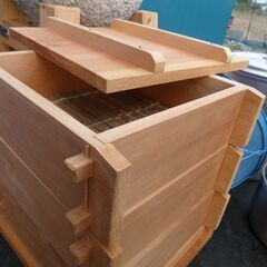 （売約済み）石臼足つき・キネ・ザル・蒸器・蒸籠・台・こね板セット・中古品/餅つき正月に☆