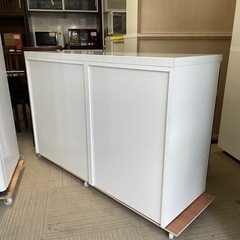 【超美品‼️】日本製♪ ユーアイ 135cm幅キッチンカウンター 食器棚 収納家具 木目調ダークブラウン♪