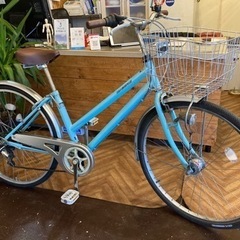 ピ*タ様 中古美品ブリヂストンLEDオートライト自転車26インチライトグリーン※ 6段変速【LEDオートライト】26インチ自転車 水色