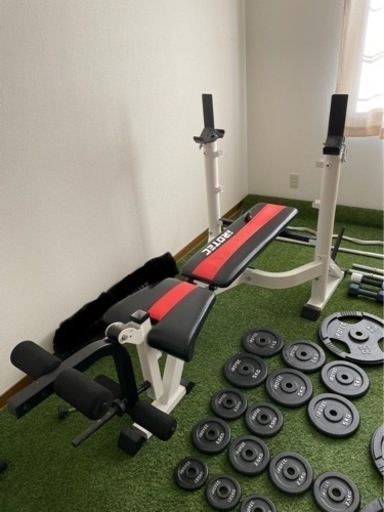 ホームジムセット ベンチ角度変更可、脚トレ可