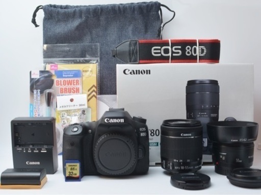 ボディ超美品●転送可能●すぐ使える●単焦点付き●キャノン EOS 80D 1ヶ月動作補償あり！ 安心のゆうパック代引き発送！ 送料、代引き手数料無料！