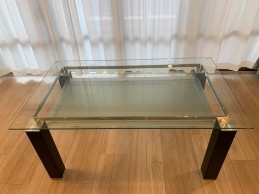 【値段交渉可】ニューヨークスタイル　ダイニングテーブル(強化ガラス天板)