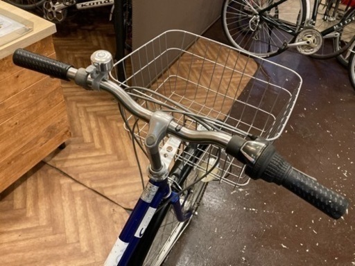 【前後タイヤ新品！LEDオートライト】6段変速　27インチ自転車　青紫 前後タイヤ新品！LEDオートライト】6段変速 27インチ自転車 青紫