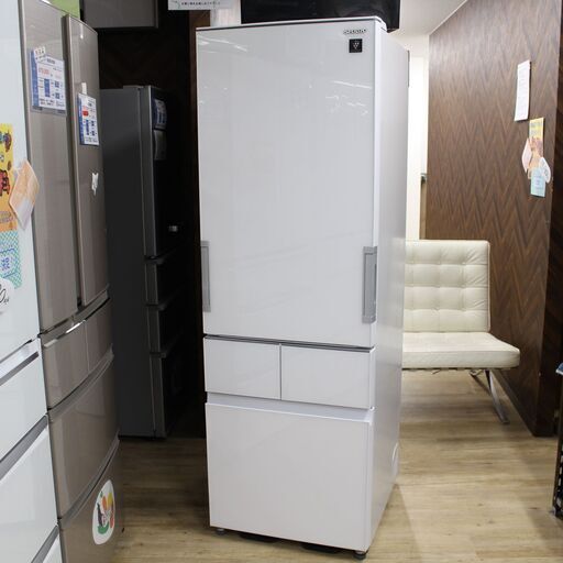 店S200)【美品】SHARP ノンフロン冷凍冷蔵庫 4ドア 415L SJ-GT42E-W 2019年製 ホワイト プラズマクラスター どっちもドア シャープ