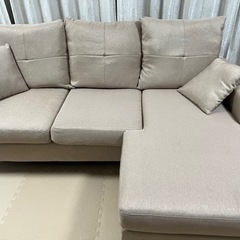 ベージュ カウチソファ 付属クッション付き ベージュ カウチソファ 付属クッション付き MODERN DECO カウチ