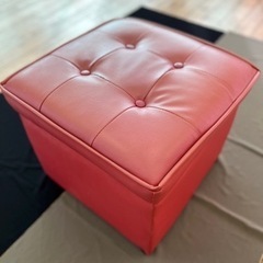 収納付きスツール椅子(赤 レトロ 四角)