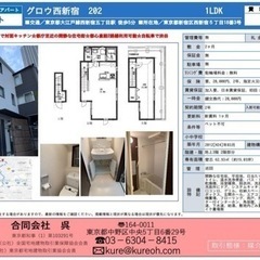 都営大江戸線『西新宿5丁目』駅徒歩5分、メゾネットタイプの1LDK
