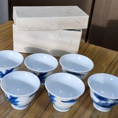  煎茶碗6客　安井梅峰　九谷焼