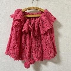 手編み♡ピンク色ポンチョ