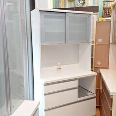 高橋木工所 キッチンボード 幅100cm 食器棚 レンジボード ホワイト 