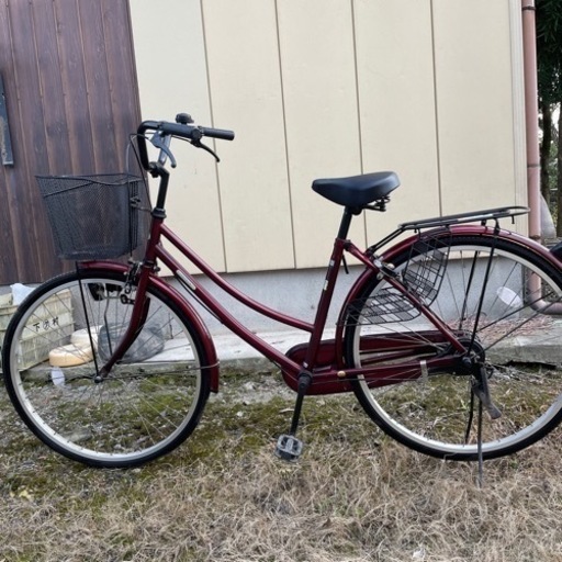 【美品】自転車　ママチャリ　26インチ　ワインレッド