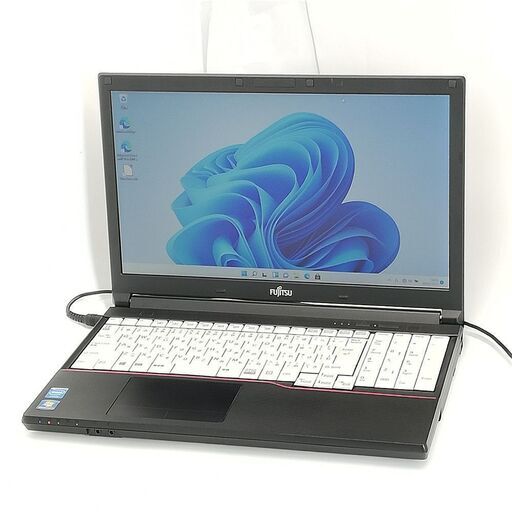 保証付 日本製 15.6型 ノートパソコン 富士通 A574/K 中古美品 第4世代 Celeron 4GB DVDRW テンキー付 Windows11 Office 即使用可能