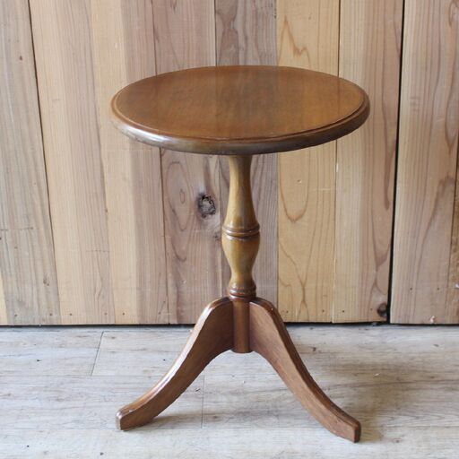 R128)MARUNI マルニ サイドテーブル 天然木 丸テーブル 幅485×奥行455×高さ600 mm