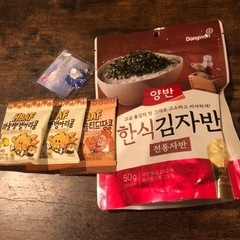 韓国海苔ふりかけ、ピーナッツ、富士山消しゴム