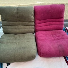 大きめサイズ 座椅子×2 ピンク グリーン 寸法(約)幅76×奥...