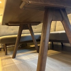 【値下げ交渉OK 11/25処分予定】浜本工芸　リビングソファダイニング3点セット　美品