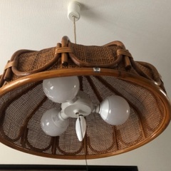 ビンテージ　ラタン　ランプ　照明　大きめ