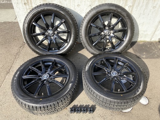 【大特価!!】 新品同様のアルミホイール「T.R.G.-GB10」&2020年45週ほとんど走行していないイボ有り「BS VRX2 185/55/R16」4本セット アクア・ノート・アクア・フィット・スイフト等 タイヤ、ホイール