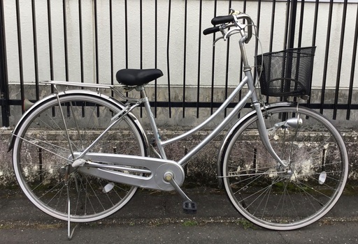＜整備・良品＞ブリヂストン・乗り心地と耐久性を備えた・ 27インチ自転車・シルバー 内装3段変速・カゴ新品！PAYPAYポイントサービス月間