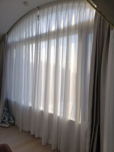 アーチ型カーテン ミラーレースカーテンと遮光,遮熱カーテンセット