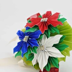 お花の折り紙ブーケ教室♥花ORIGAMIぶーけ♥ポインセチアの折り紙ブーケ - 岩倉市