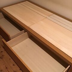 無印収納ベッド　オーク材　スモールシングル　２台（マットレスもおつけできます） 無印収納ベッド オーク材 スモールシングル 2台（マットレスもおつけ