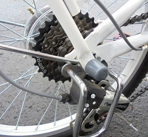 札幌白石区 美品 20インチ 折り畳み自転車 オートライト 6段変速 カゴ 
