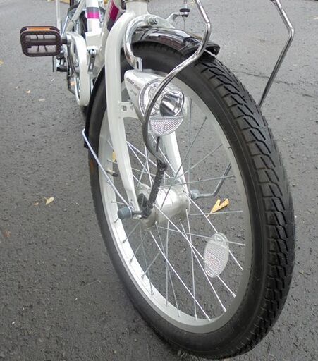 札幌白石区 美品 20インチ 折り畳み自転車 オートライト 6段変速 カゴ 荷台