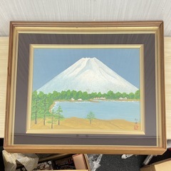 【あげます】【K2136】風景画 富士山 額破損有り 日本画 現状渡し