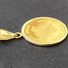 【極美品】純金 エンジェルコイン 1/25オンス ペンダント ネックレス トップ K18枠