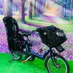 ❷ 4519 子供乗せ電動自転車ヤマハ3人乗り新品20インチ良好...