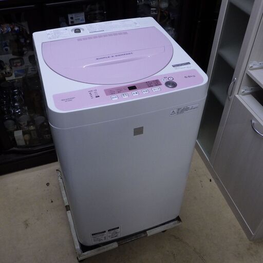 格安！店舗受け渡し可能　安心の一カ月保証　2017年製　SHARP/シャープ　全自動洗濯機　5.5kg　ES-G5E5　ピンク　配送設置対応商品/配達料別