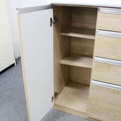 古賀家具 キッチンカウンター エデン・セイント モイス シリンダーレール レンジ台 ナチュラル  食器棚 中古家具 店頭引取歓迎 R6663)