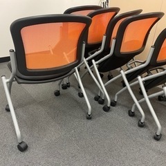 オフィス イス 8脚 オレンジ