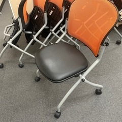 オフィス イス 8脚 オレンジ