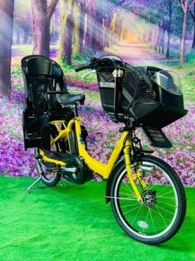 ❷ 4518子供乗せ電動自転車ブリヂストン3人乗り新品20インチ良好バッテリー