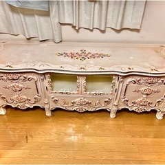 ロココ調】キャビネット付きローボード
