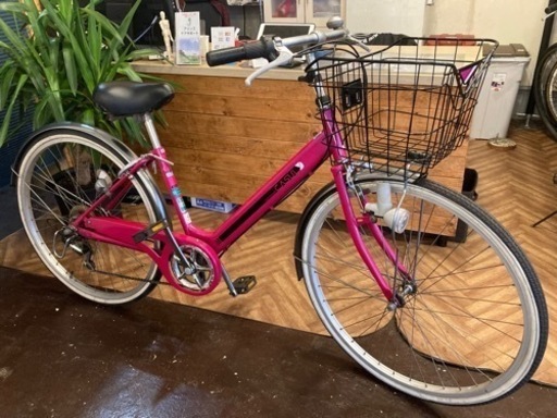 【6段変速】LEDダイナモ　26インチ自転車　ピンク